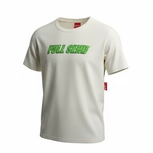 NWT FULL SEND Unisex Cream Short Sleeve Graphic Logo Tee Shirt - Size Small